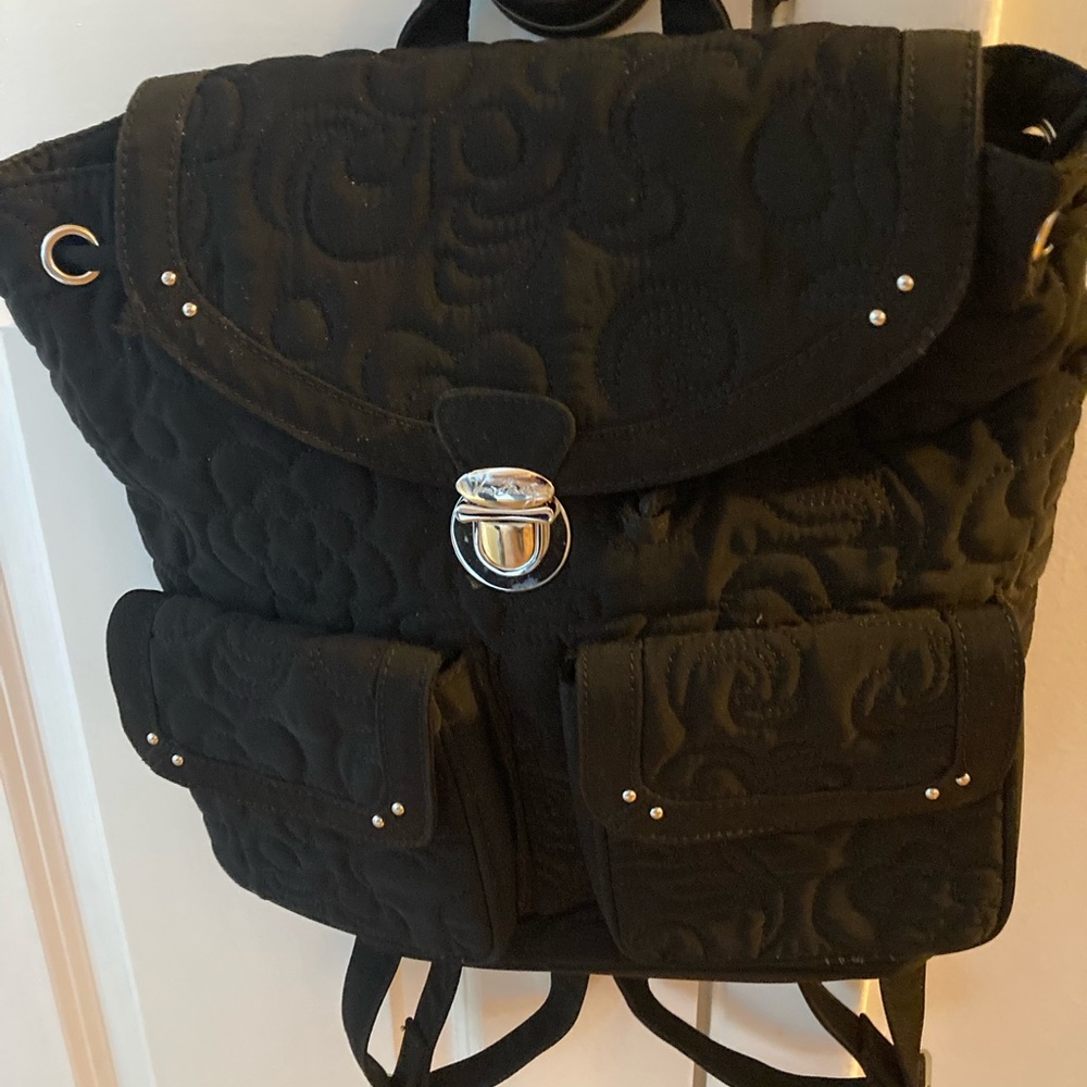Vera Bradley Black Snap and draw string Backpack